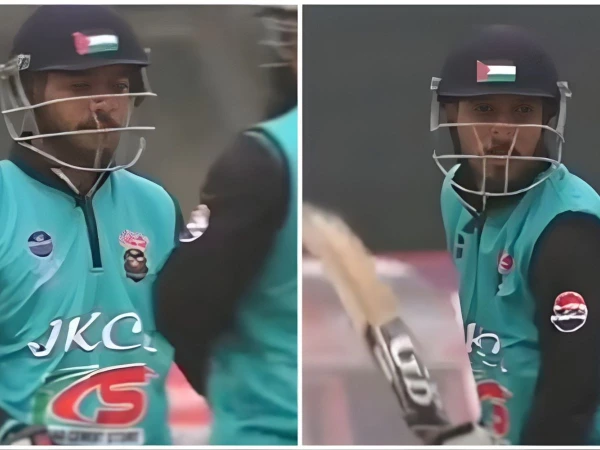 مودی سرکار نے ہیلمٹ پر فلسطینی پرچم چسپاں کرنے پر مسلم کرکٹر پر پابندی لگادی